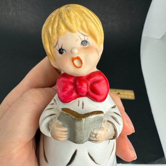 Vintage 1978 Jasco Choir Boy Singing Decorative Bell Christmas Holiday Ceramic - Picture 5 of 8